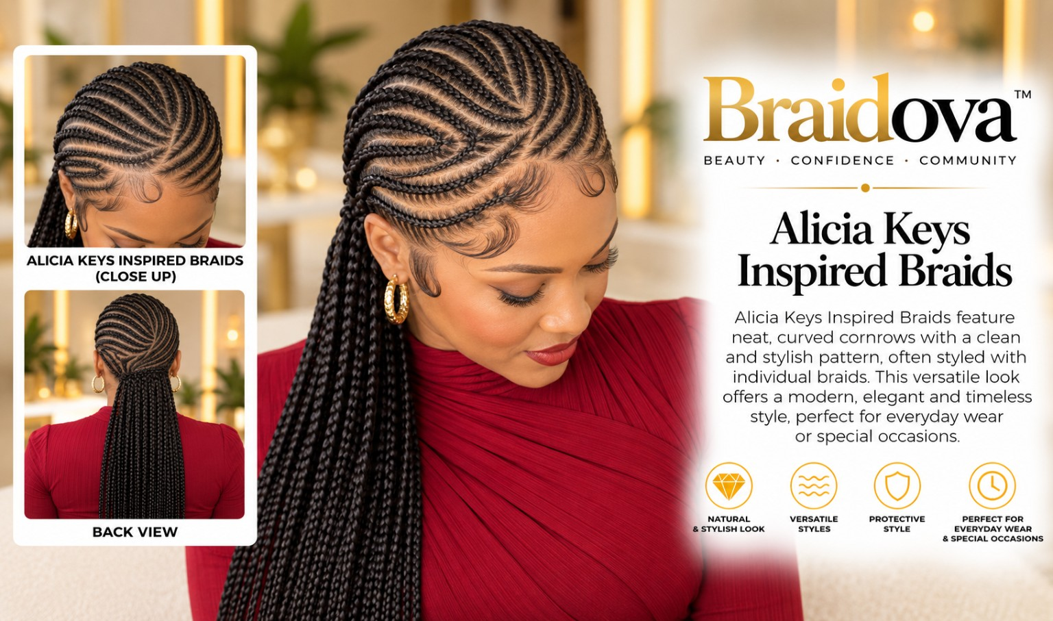 Alicia Keys Inspired Braids - Braidova visual reference