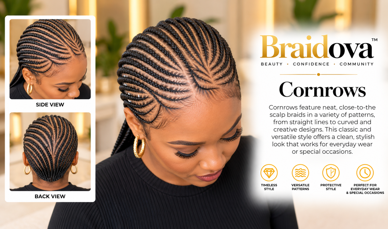 Cornrows - Braidova visual reference