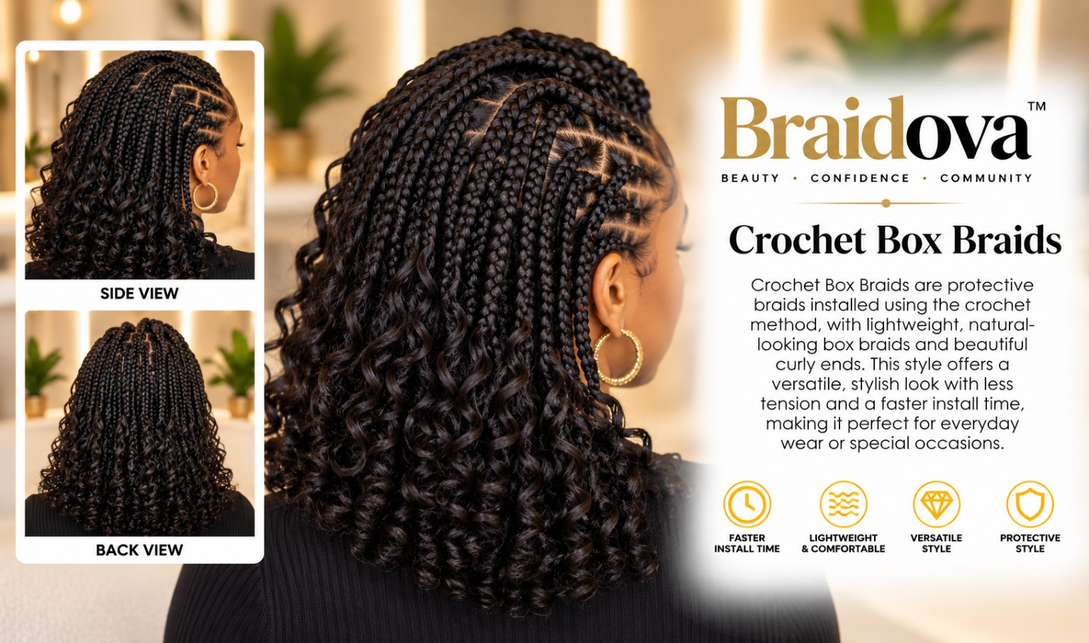 Crochet Box Braids - Braidova visual reference
