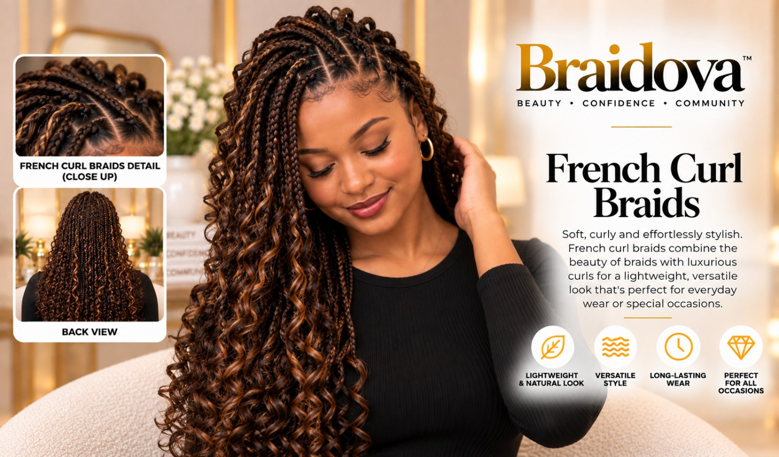 French Curl Braids - Braidova visual reference