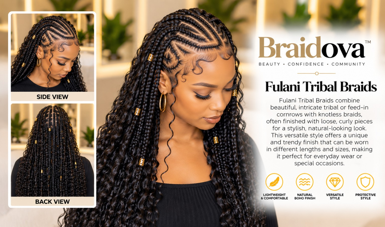 Fulani Tribal Braids - Braidova visual reference