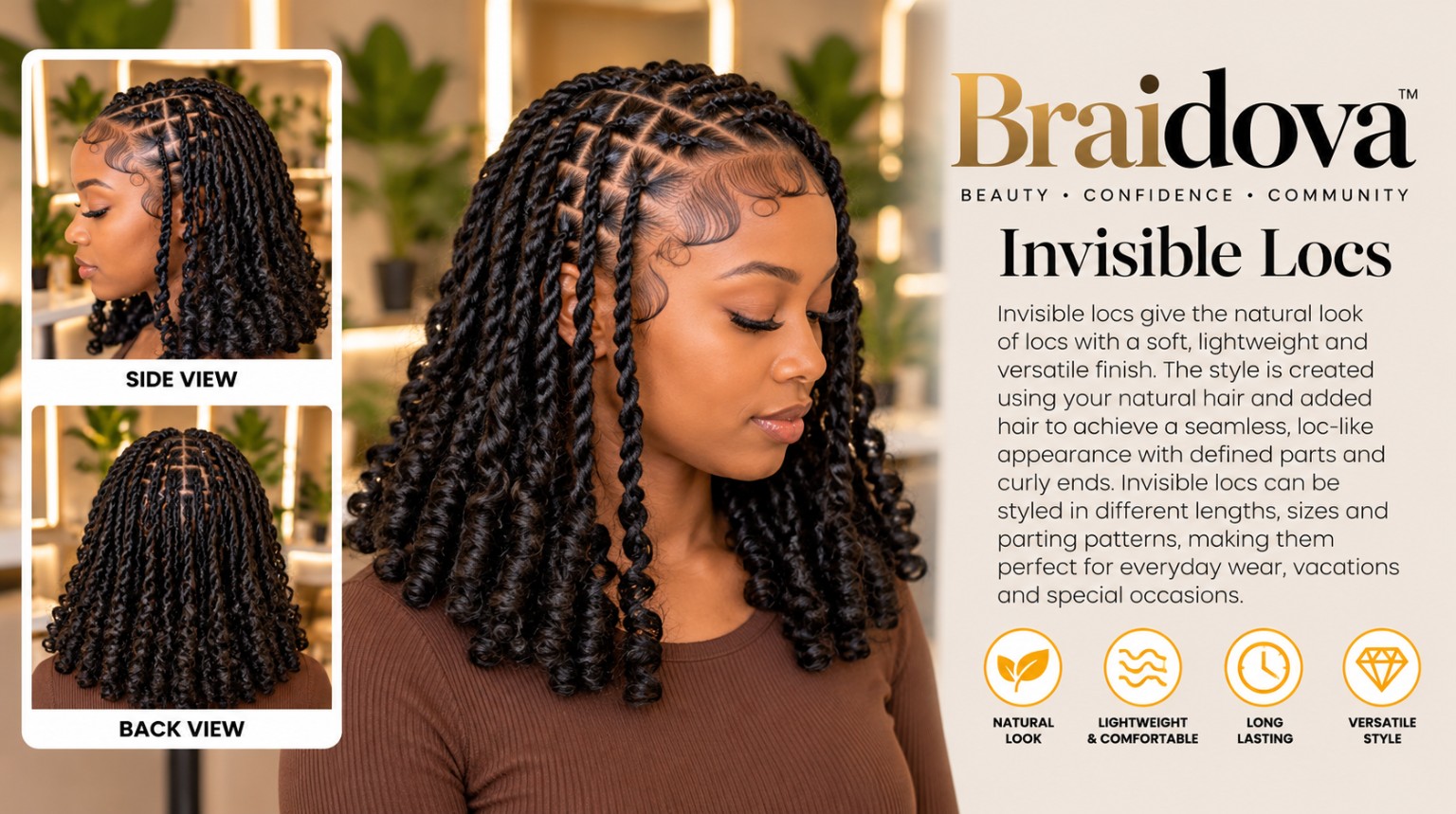 Invisible Locs - Braidova visual reference