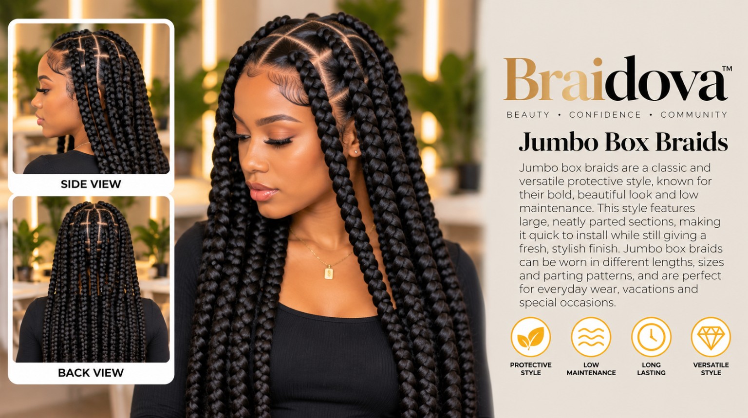 Jumbo Box Braids - Braidova visual reference