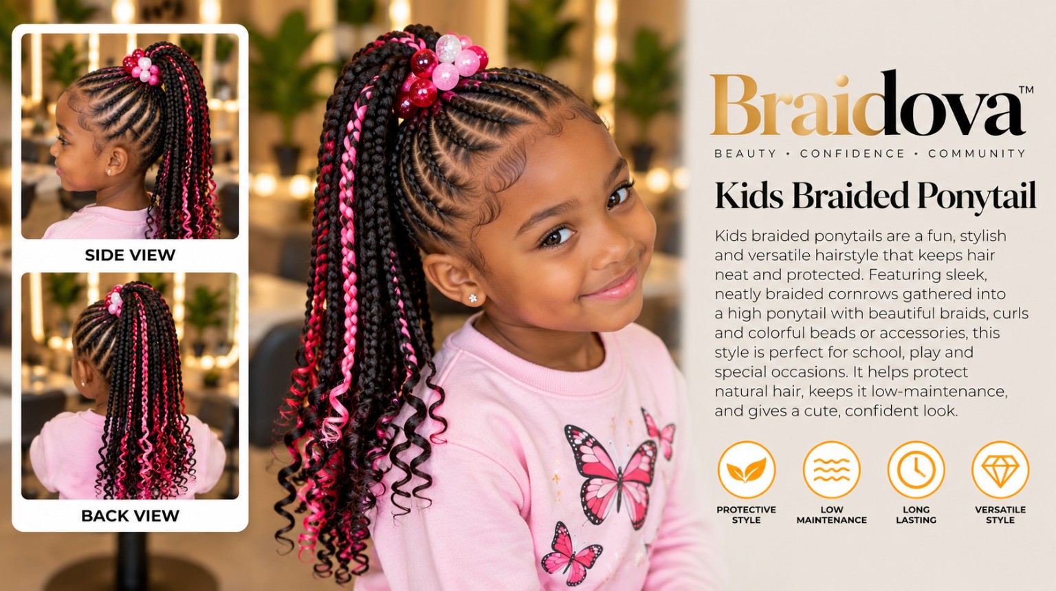 Kids Braided Ponytail - Braidova visual reference