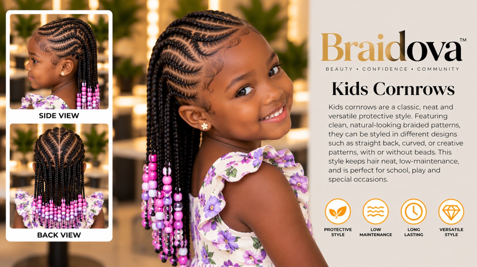 Kids Cornrows - Braidova visual reference