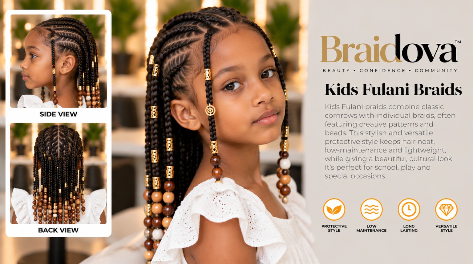 Kids Fulani Braids - Braidova visual reference