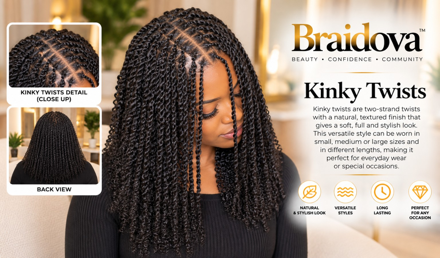 Kinky Twists - Braidova visual reference