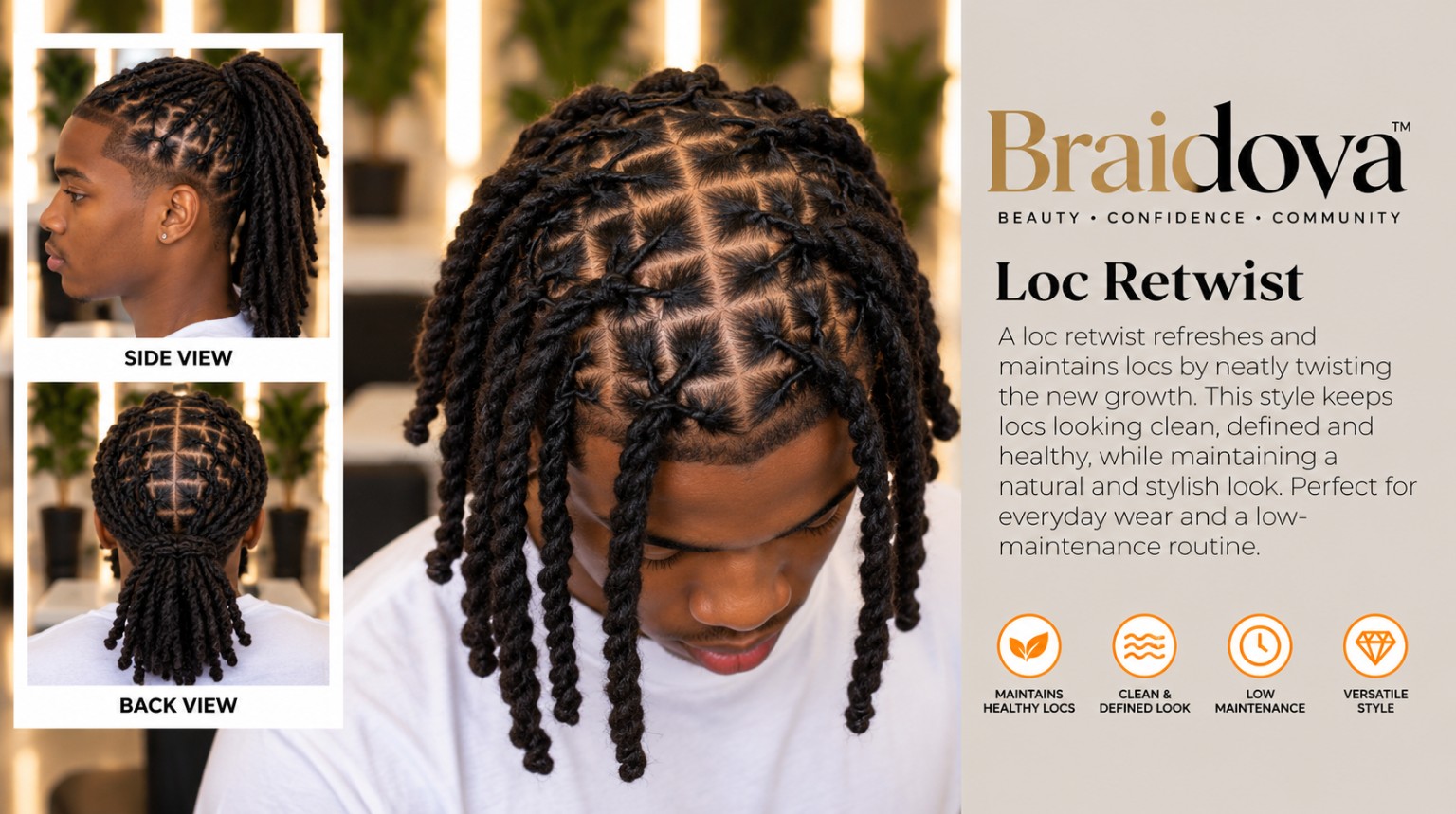 Loc Retwist - Braidova visual reference