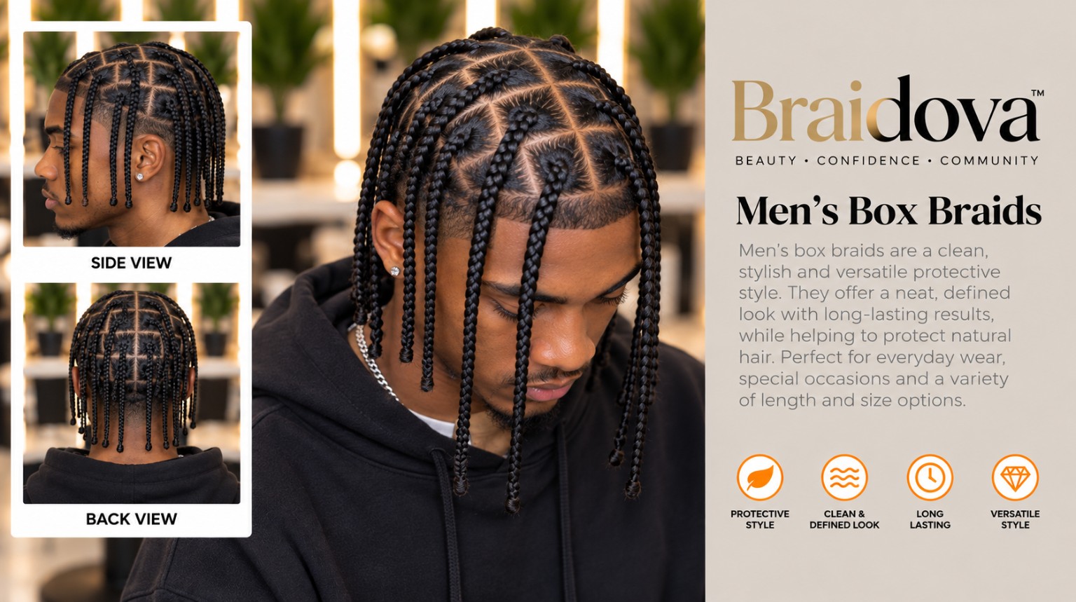 Men's Box Braids - Braidova visual reference