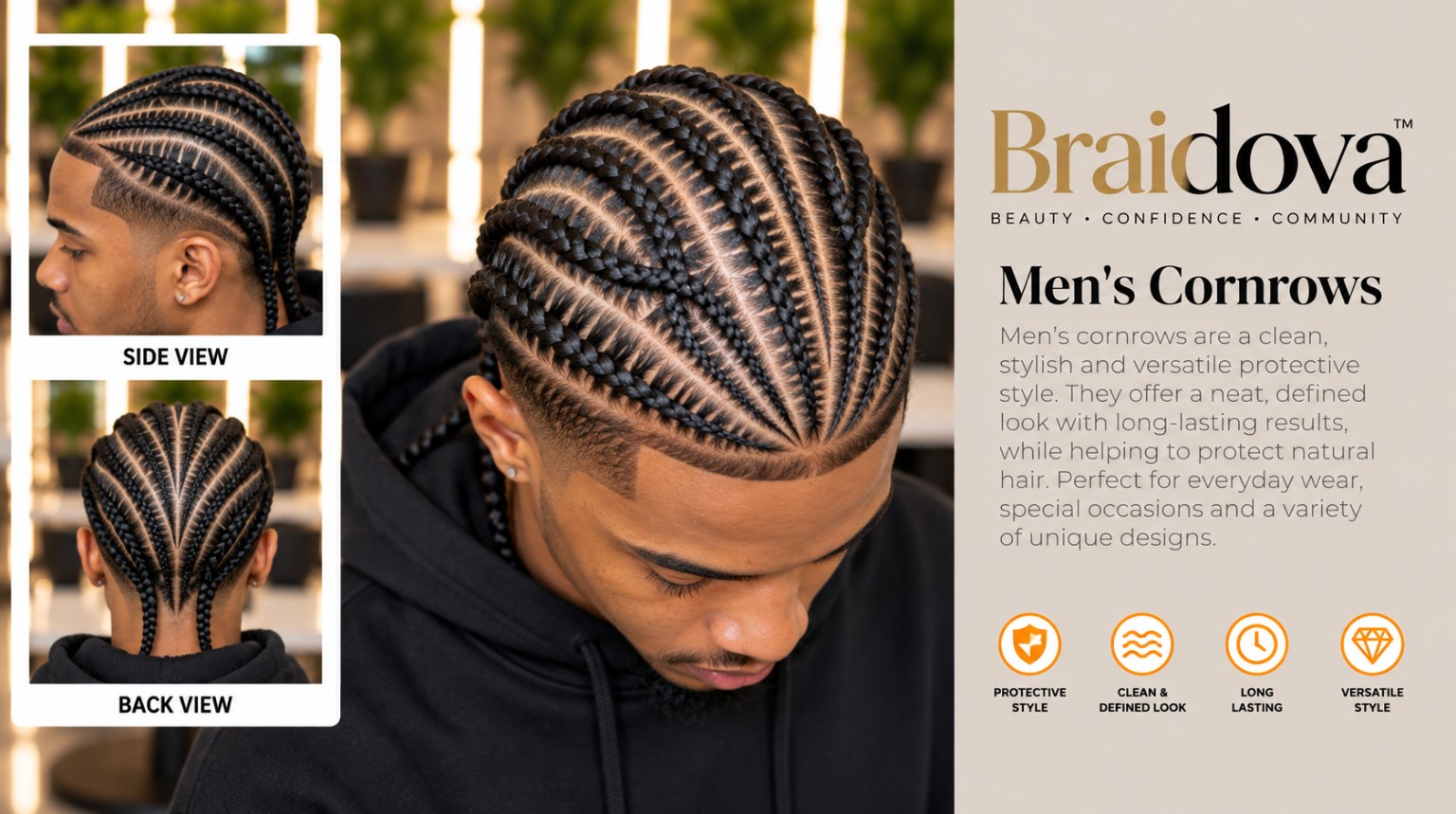 Men's Cornrows - Braidova visual reference