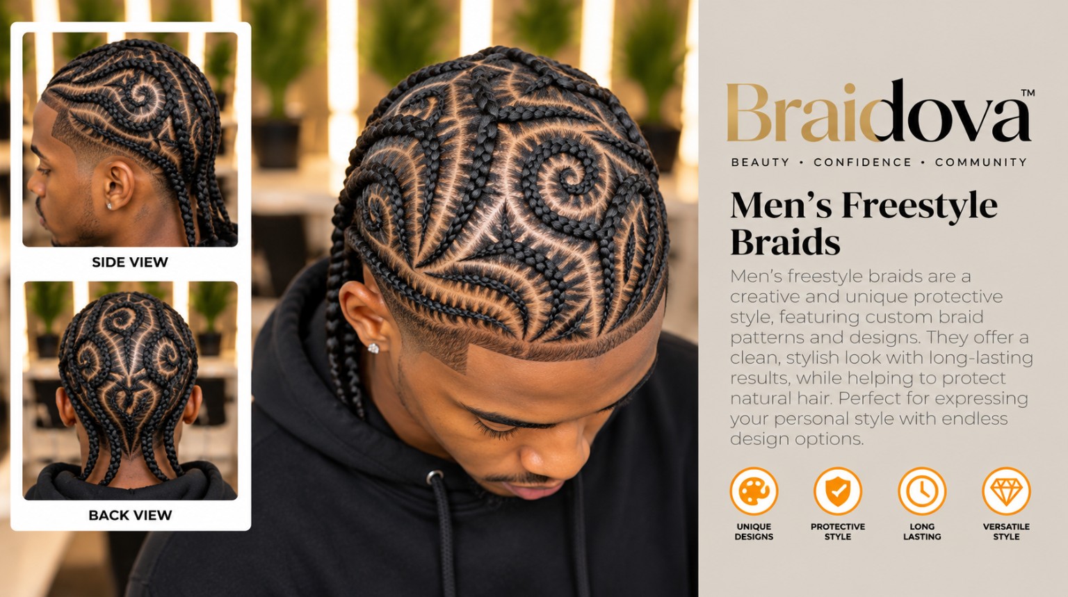 Men's Freestyle Braids - Braidova visual reference