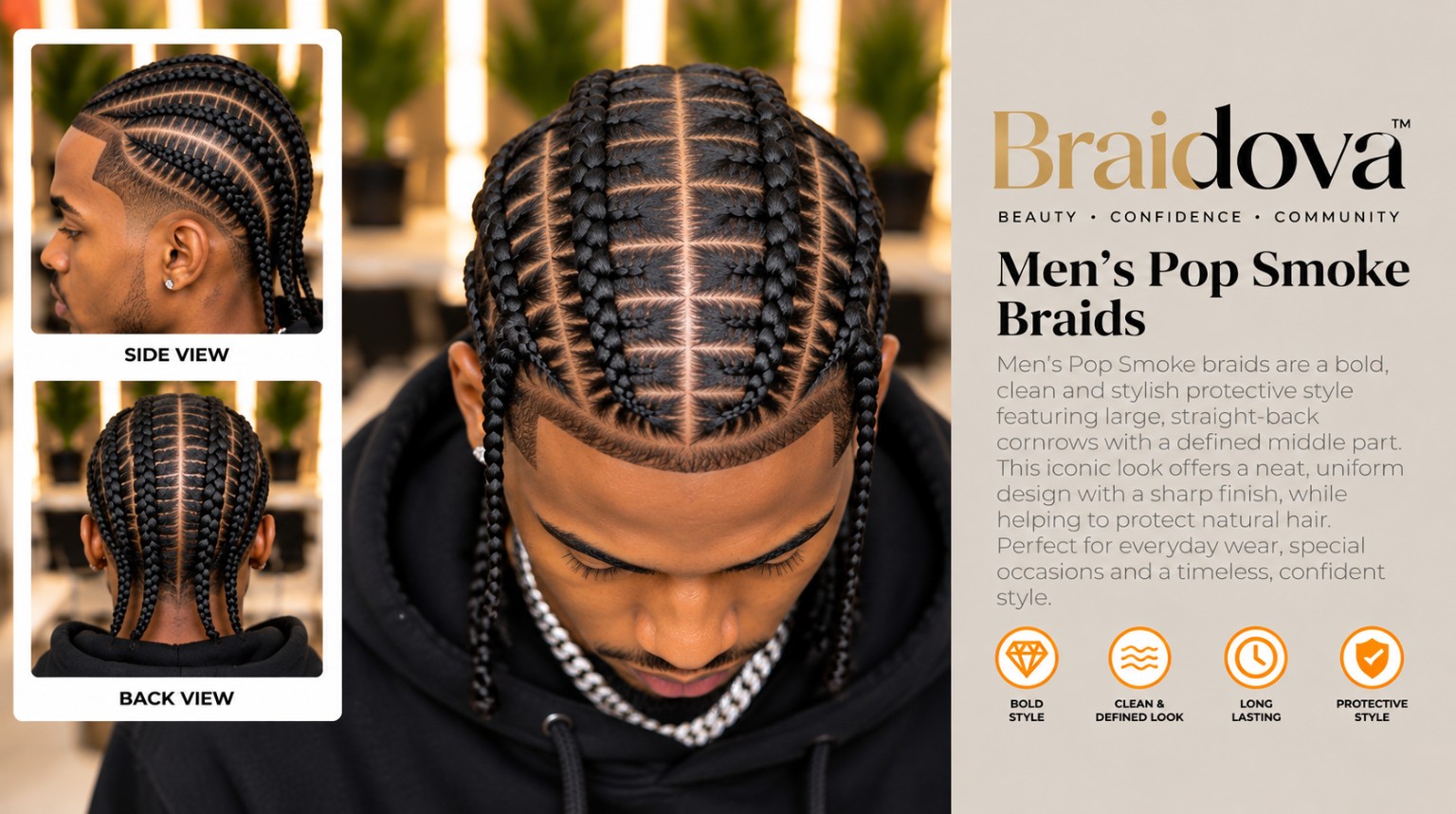 Men's Pop Smoke Braids - Braidova visual reference