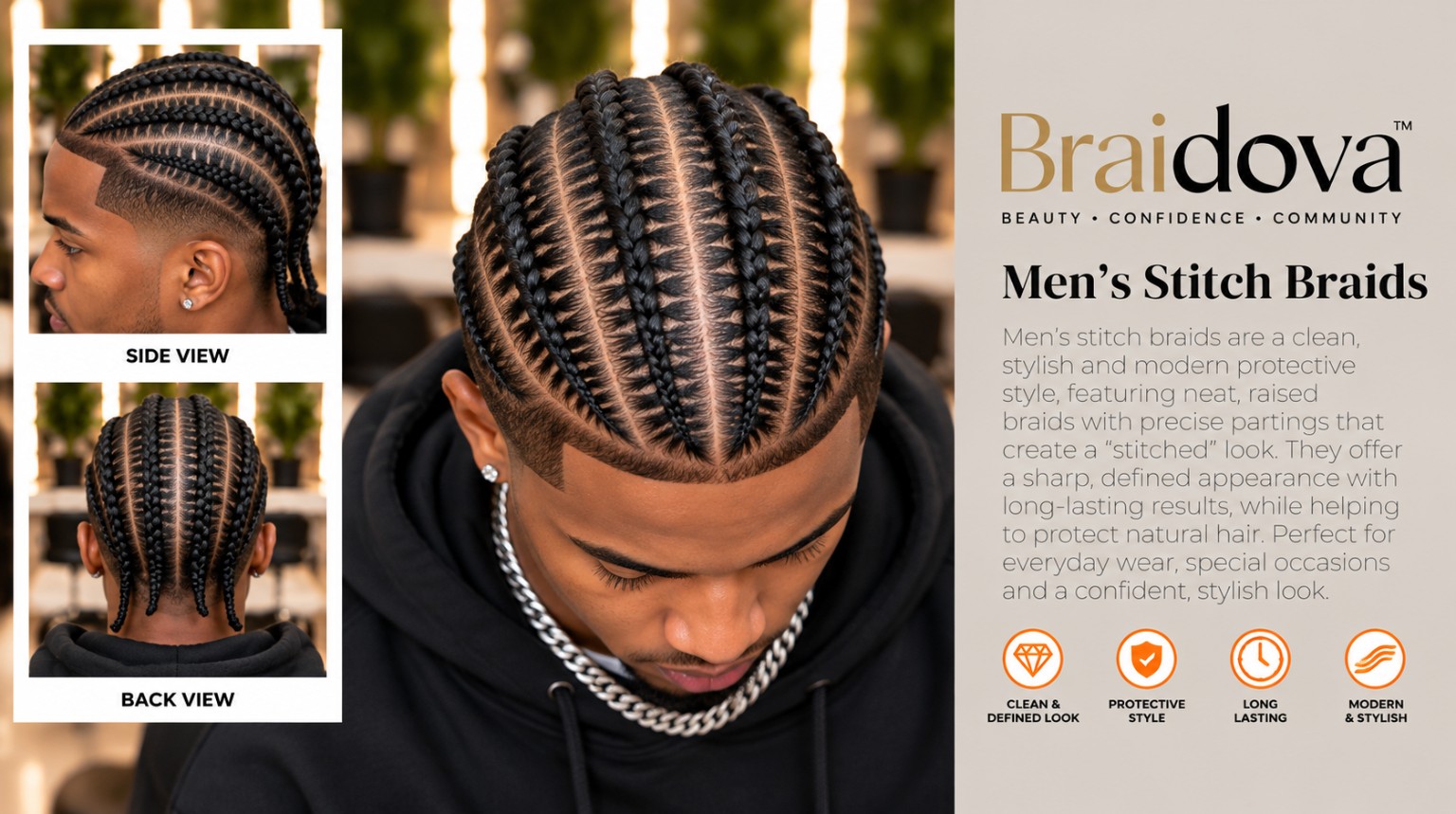 Men's Stitch Braids - Braidova visual reference