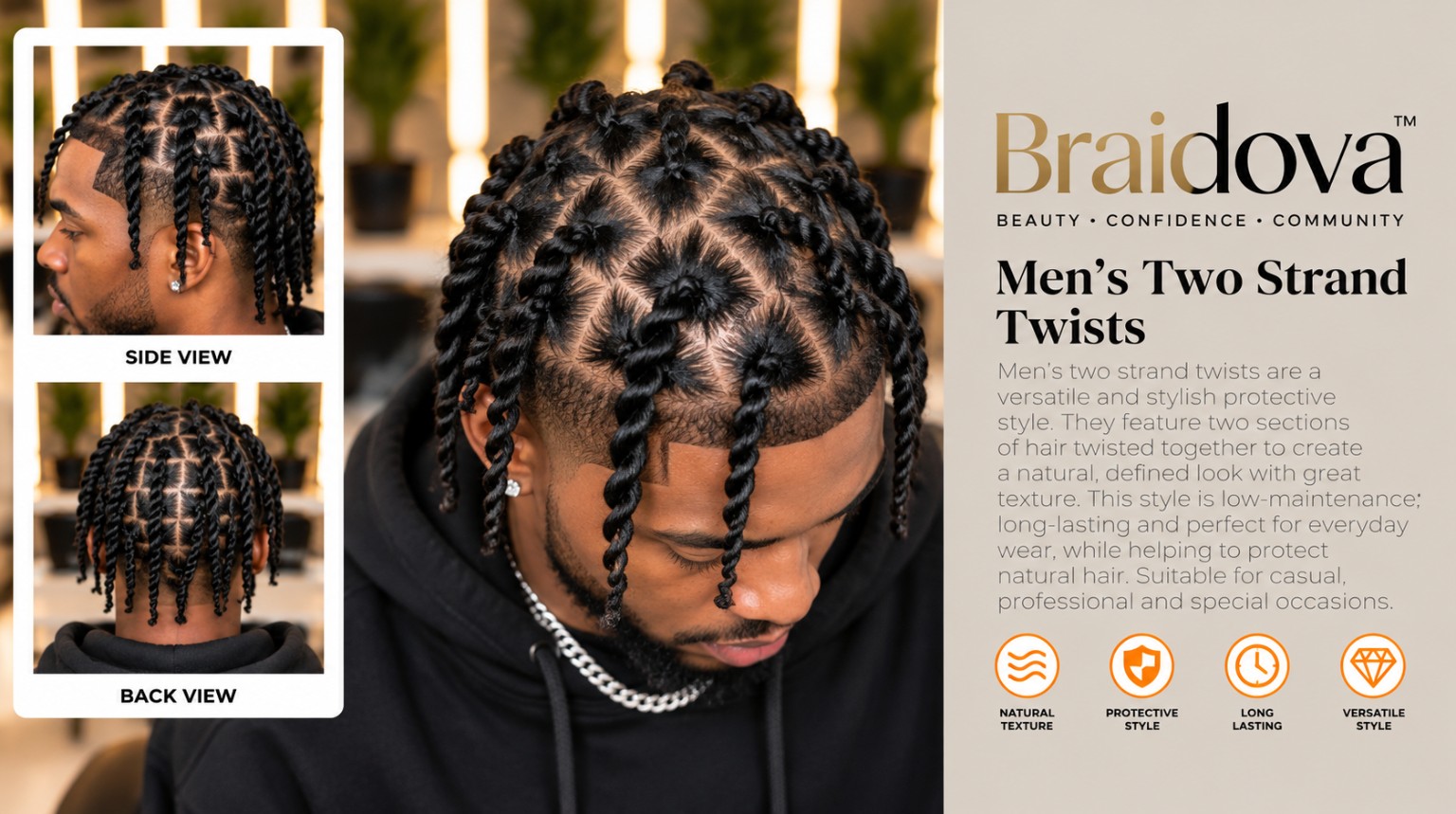 Men's Two Strand Twists - Braidova visual reference