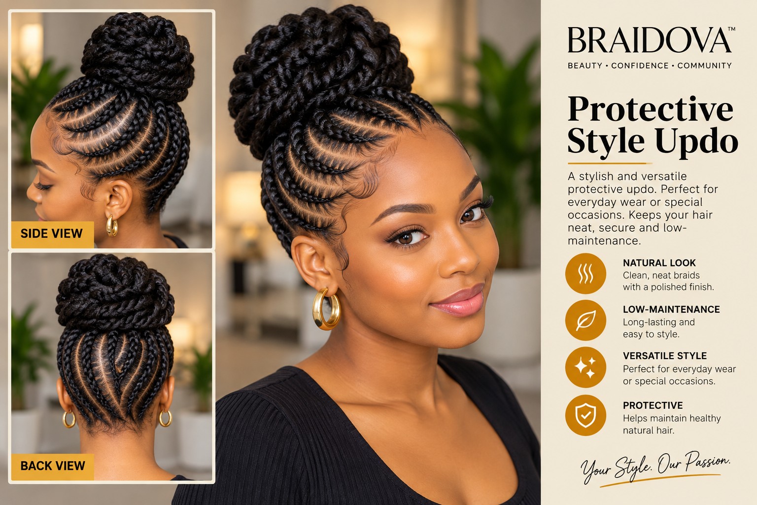 Protective Style Updo - Braidova visual reference