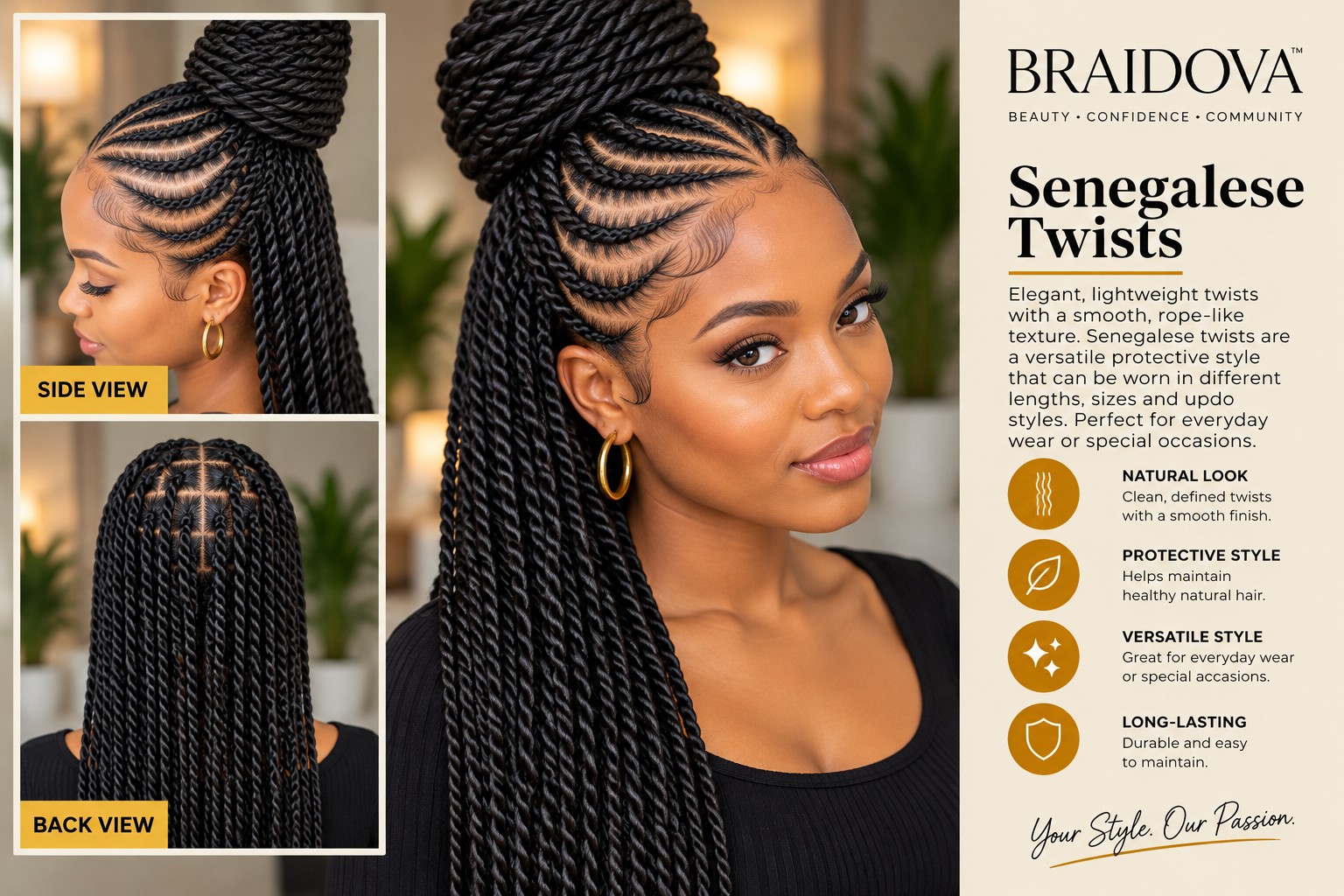Senegalese Twists - Braidova visual reference