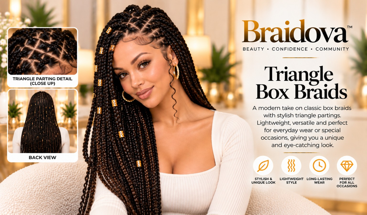 Triangle Box Braids - Braidova visual reference